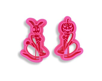 Evil Twins - Testa di zucca e maschera di coniglio - Cutter per argilla polimerica