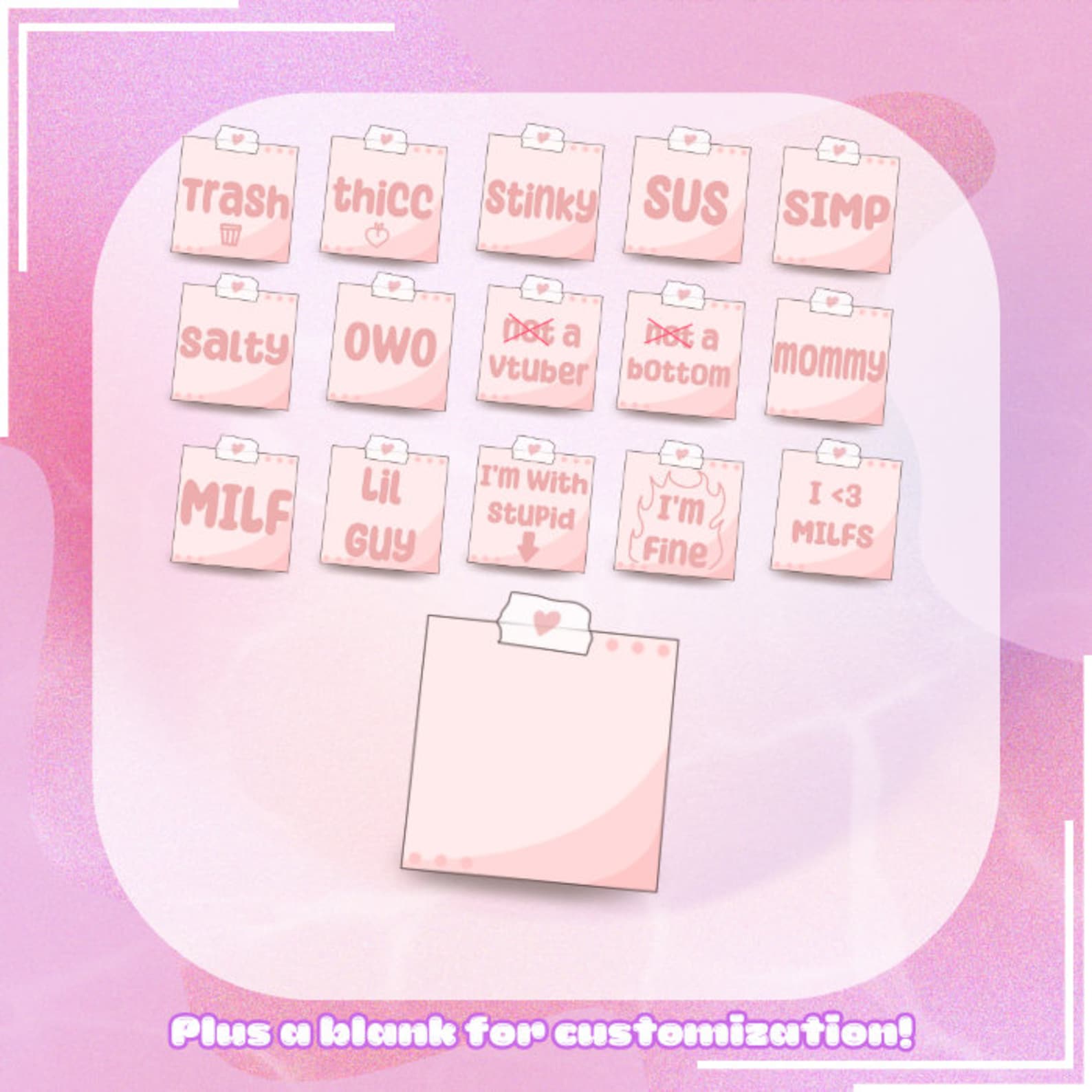 40 Sticky Note Pack Vtuber Asset - Etsy