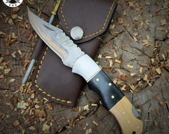 Navaja de bolsillo de cobre Damasco hecha a mano a medida, plegable, resistente a la corrosión, regalo de aniversario para hombres.