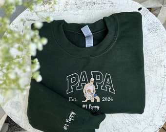 Custom Portrait on Embroidered Sweatshirt, Portrait From Photo Crewneck, Personalized Sweatshirt Portrait, Family Portrait,Father's Day Gift