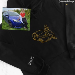 Custom Car Embroidered Hoodie, Personalized Embroidered Car from Photo Crewneck, Embroidered Car Sweater, Gift for Him