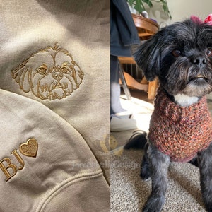 Personalized Embroidered Pet Crewneck| Custom Portrait Pet from photo Hoodie | Embroidered Pet Sweatshirt | Cat Mom Gift | Dog Lover Gift