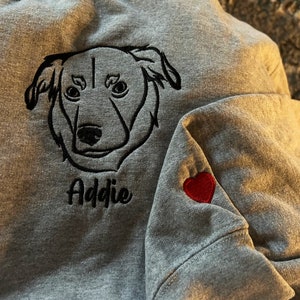 Personalized Embroidered Pet Crewneck Custom Portrait Pet from photo Hoodie Embroidered Pet Sweatshirt Cat Mom Gift Dog Lover Gift image 3