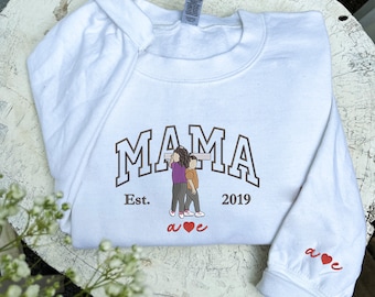 Embroidered Portrait From Your Photo Sweatshirt, Sweatshirt With Photo, Personalized Portrait Sweatshirt For Women, Mother's Day Gift