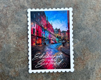 Edinburgh Scotland Stamp | Waterproof Vinyl Sticker | Stickers For Water Bottles, Cars, Laptops, Phones, Etc. | Water Bottle Sticker