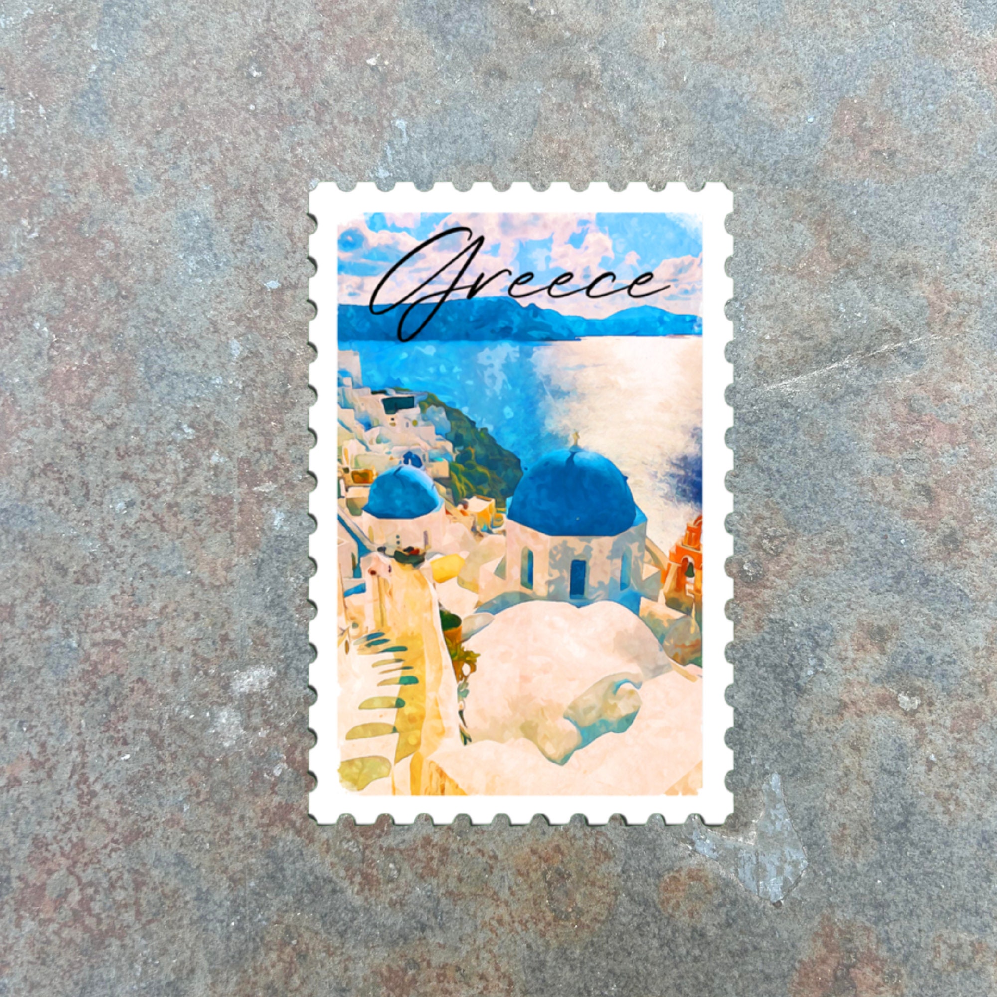 Santorini Greece Stamp Sticker | Waterproof Vinyl Travel Souvenir - Etsy