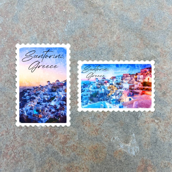 Santorini, Greece Stamp | Waterproof Vinyl Sticker | Stickers For Water Bottles, Cars, Laptops, Phones, Etc. | Water Bottle Sticker