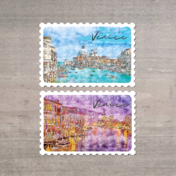 Waterproof Vinyl Sticker | Venice, Italy Stamps | Stickers For Water Bottles, Cars, Laptops, Phones, Etc. | Water Bottle Sticker