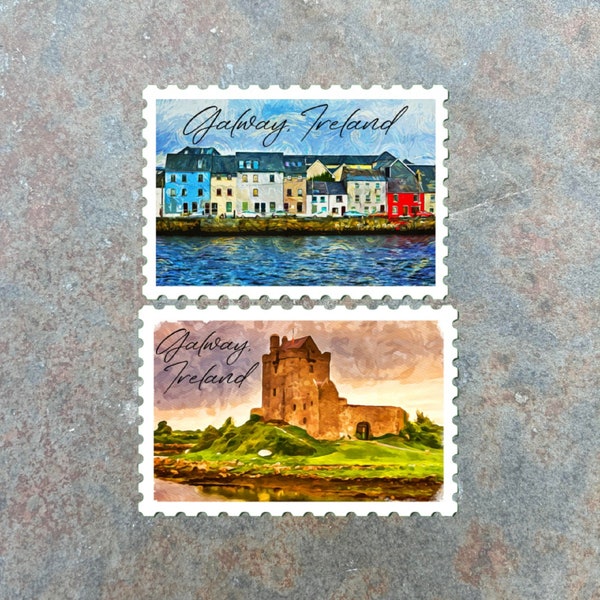 Galway Ireland Stamp Sticker, Waterproof Vinyl Decal