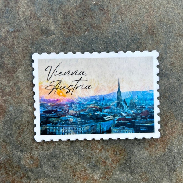 Vienna Austria Stamp | Waterproof Vinyl Sticker | Stickers For Water Bottles, Cars, Laptops, Phones, Etc. | Water Bottle Sticker