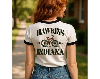 Hawkins Retro Shirt , Hawkins Indiana Shirt , Things Shirt , Bike Shirt , Retro Ringer Style Shirt , 11 Shirt