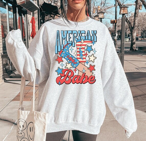 American Babe Sweatshirt , Cute USA Pullovers , Red White and Blue  Sweatshirts , Vintage America Shirt , Western American Tee - Etsy