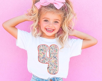 Four Years Old , 4 Shirt , Cute Birthday Girl Shirt , Shirts For Fourth Party , Fourth Birthday Party , Birthday Shirt , Four Years , Floral