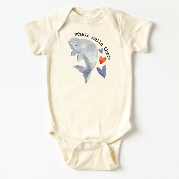 Printed Whale Baby Onesie® - Baby Boy Baby Shower Gifts - Baby Beluga Whale - Whale Hello There - Whale Baby Shirt - Toddler Whale Tee