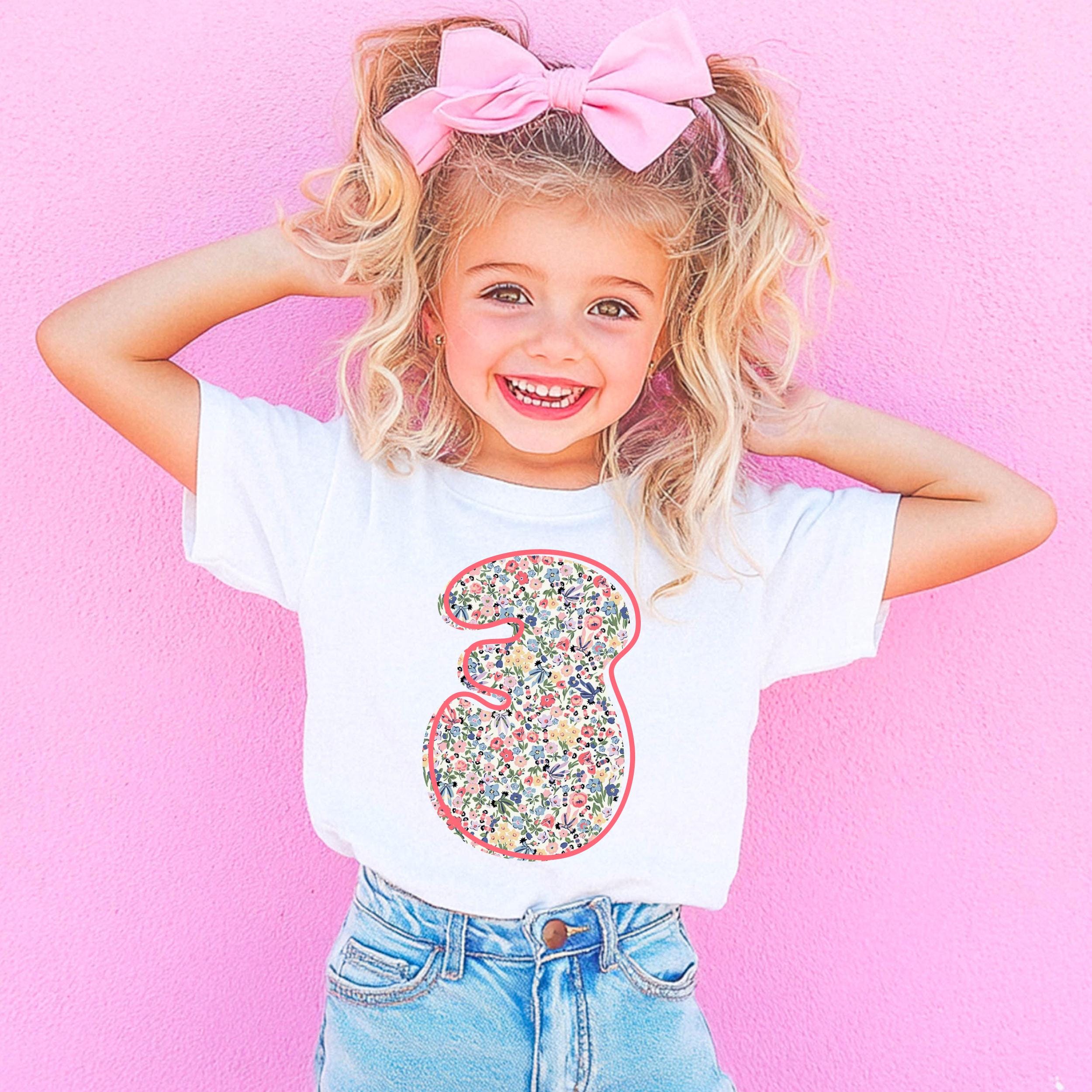 Three Years Old , 3 Shirt , Cute Birthday Girl Shirt , Shirts For 3rd Party , Third Birthday Party , Birthday Shirt , Three Years , Floral