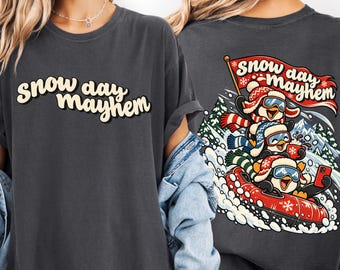 Camiseta Comfort Colors® Snow Day, Camiseta navideña, Camiseta retro navideña con muñeco de nieve, Camiseta navideña, Camiseta navideña para la mañana de Navidad