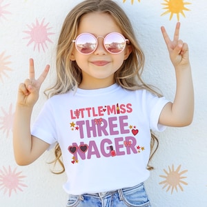Threenager , Funny 3 Year Old Shirt , Birthday Girl Shirts , Girlie Birthday Shirt , T-Shirt For Third Birthday , Little Miss Threenager
