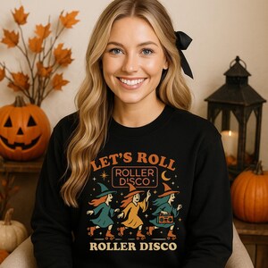 Women's Halloween Sweatshirt , Witches Sweatshirt , Crewneck Oversized sweatshirt , Fall sweatshirts , Retro Halloween Sweatshirt