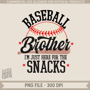 Baseball Bruder PNG Download, PNG Artwork, Brother Art, Sublimationsdruck, DTF-Druck, niedliches Baseball Design, kleiner Bruder
