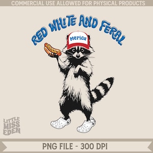 Rood wit en verwilderd, verwilderde png, grappig USA-shirt, Amerika kindershirt, shirt schattig kind, shirt grappig wasbeer, 4 juli digitale download