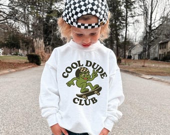 Retro Kids Sweatshirt , Cute Toddler Shirt , Sweatshirts For Kids , Cool Dude Club , Frog Sweatshirt
