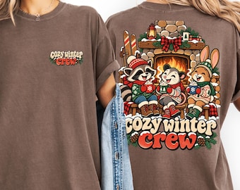 Camiseta Comfort Colors® Cozy Winter Crew, Camiseta navideña, Comfort Colors, Camiseta retro navideña con muñeco de nieve, Camiseta navideña, Camiseta de la mañana de Navidad