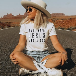 Y'all need Jesus and a dog graphic tee, fall tees , cute dog person shirts , dog mom shirts , unisex fit