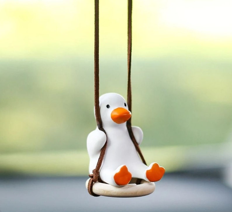 Cute Swinging Duck Car Rear View Mirror Hanging Accessory Etsy