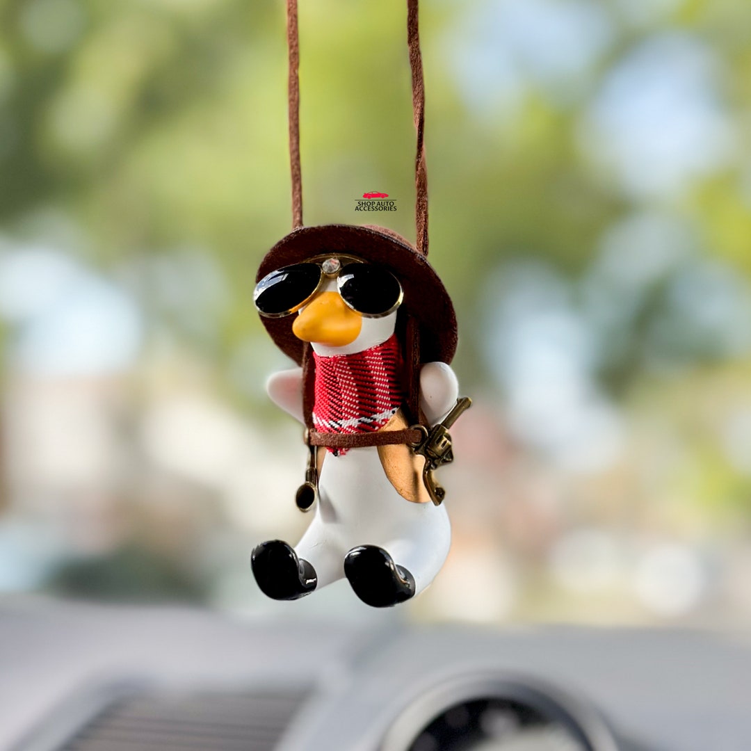 Swinging Cowboy Ducks Rear View Mirror Charm Little Duck Car Etsy