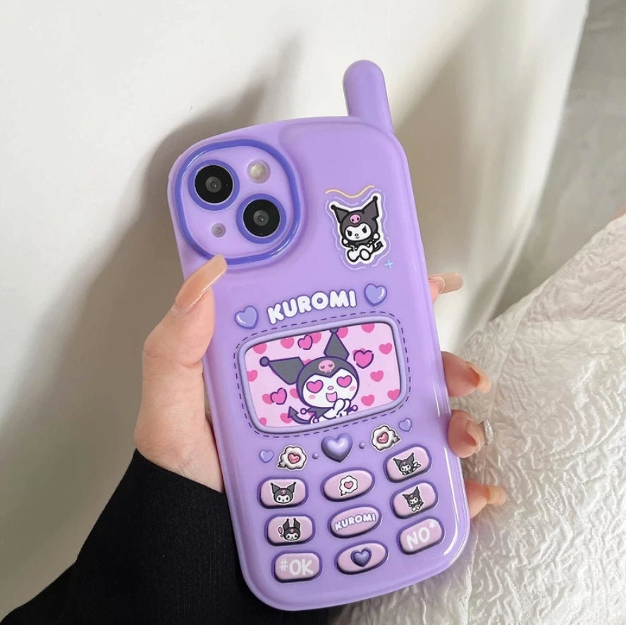 Custom Photo Purple Flip Phone Charm Keychain - Kawaiienvy Default Kuromi Photos
