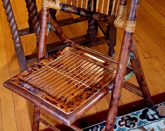 Vintage Tortoise Bamboo Folding Chair, Beautiful Condition, 25.5