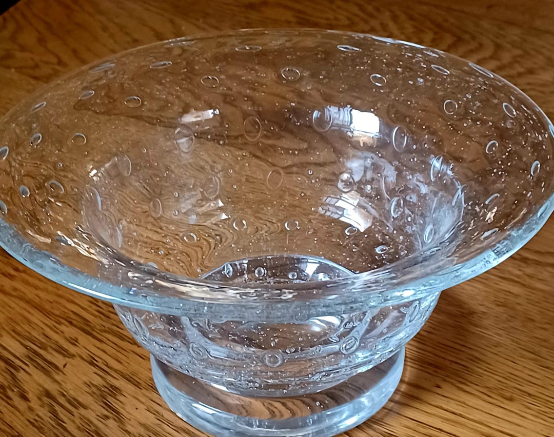 Hand-blown 1950s Patterned Bubble Bullicante-style Glass Bowl, Vintage ...