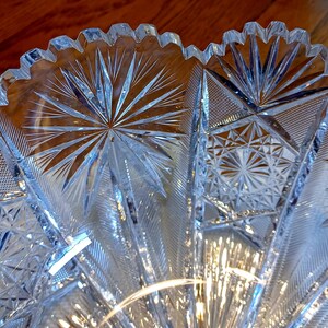 Vintage Sawtooth Cut Crystal Bowl: American Brilliant Style, 10&quot; Diameter