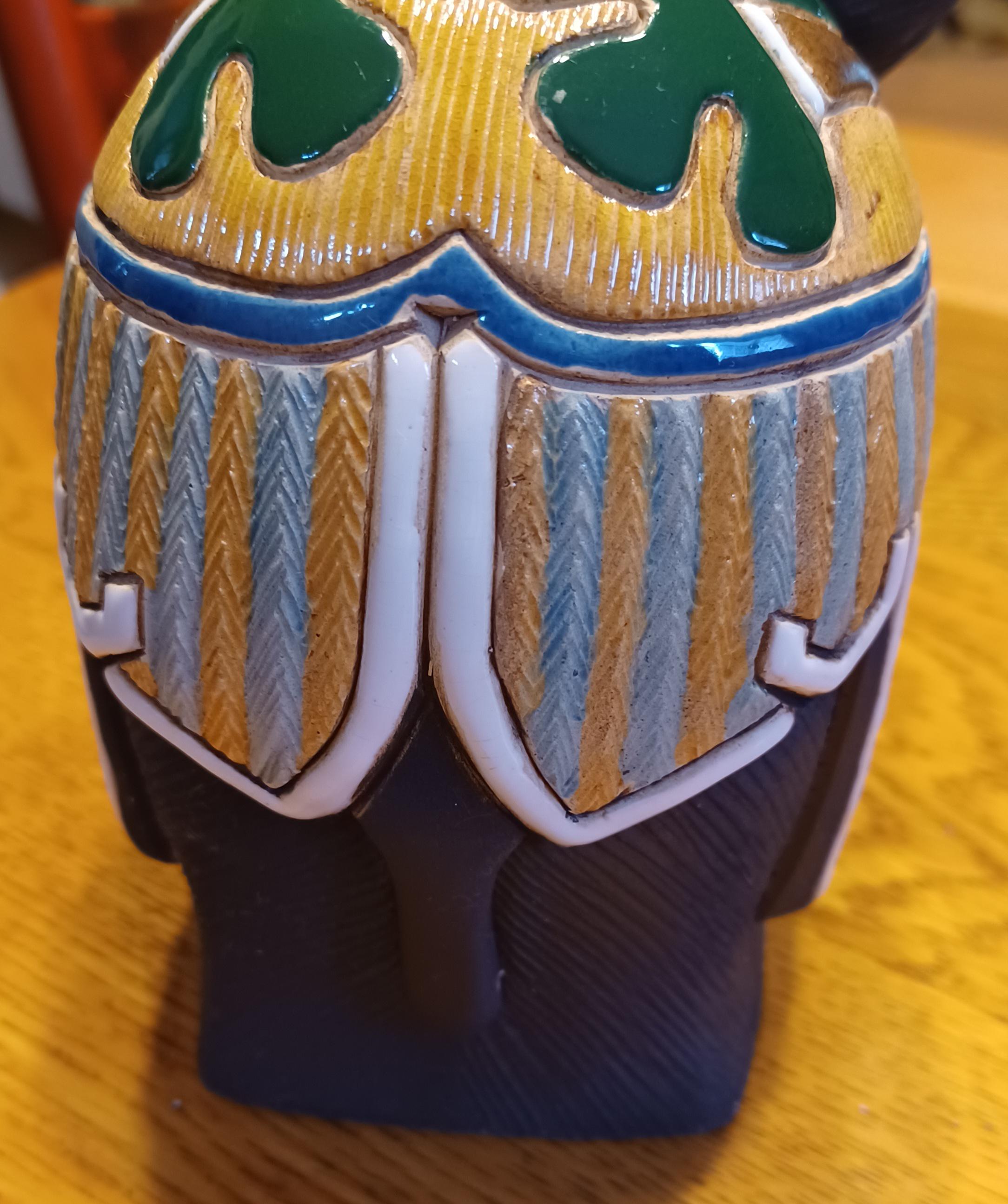 Vintage Rinconada Elephant Figurine: Uruguay Pottery, Black Glazed