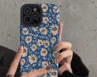 Blue Floral Silicone iPhone Case - iPhone 11, 11 pro, 12, 12 pro, 13, 13 pro, 14, 14 pro, 14 ProMax