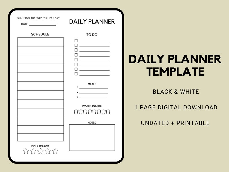 Daily Planner Template for Goodnotes Digital Planner Inserts Etsy