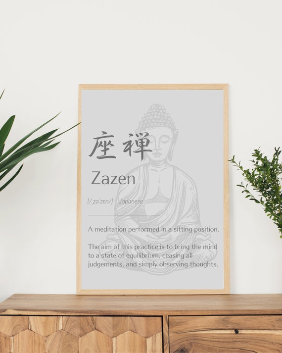 Zazen sitting Meditation // Japanese Art // Quotes Etsy