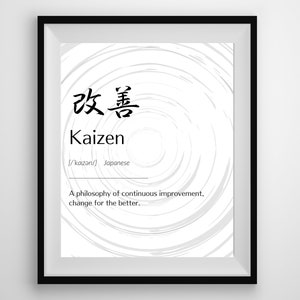 Kaizen &quot;Change for the Better&quot; // Japanese Art // Quotes // Digital Print // Wall Art // 5 Sizes
