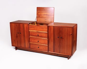 Handmade Credenza, Side Board / Stereo Cabinet, Reclaimed Solid Redwood