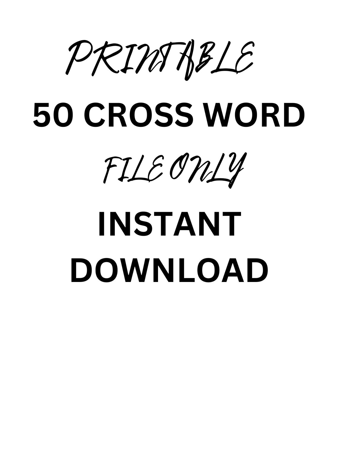 50 Crossword Puzzles With Answers Etsy