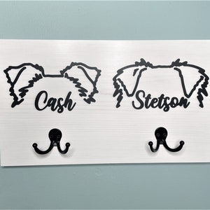 Personalized Dog Breed Leash Holder | Custom Dog Name Leash Hanger | Dog Ears Leash Holder