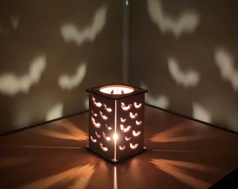 Bats Shadow Lantern Halloween Decor | Indoor Halloween Decoration | Spooky Halloween Decor | Tealight Candle Halloween Decor