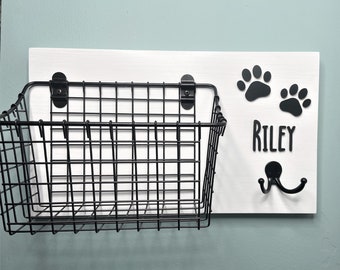 Personalized Dog Basket Leash Holder | Custom Dog Name Leash Hanger | Dog Basket Leash Holder