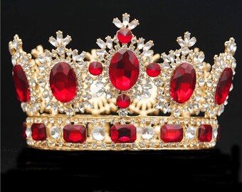 Queen Elizabeth Crown, Baroque Crystal Tiara, Green Diadem Bridal Tiara, Crystal Diadem, Bridal Headbands, FREE POSTAGE, PetiteBellaBoutique