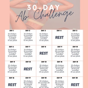 30 Day Ab and Booty Challenge Fitness Challenge Health - Etsy