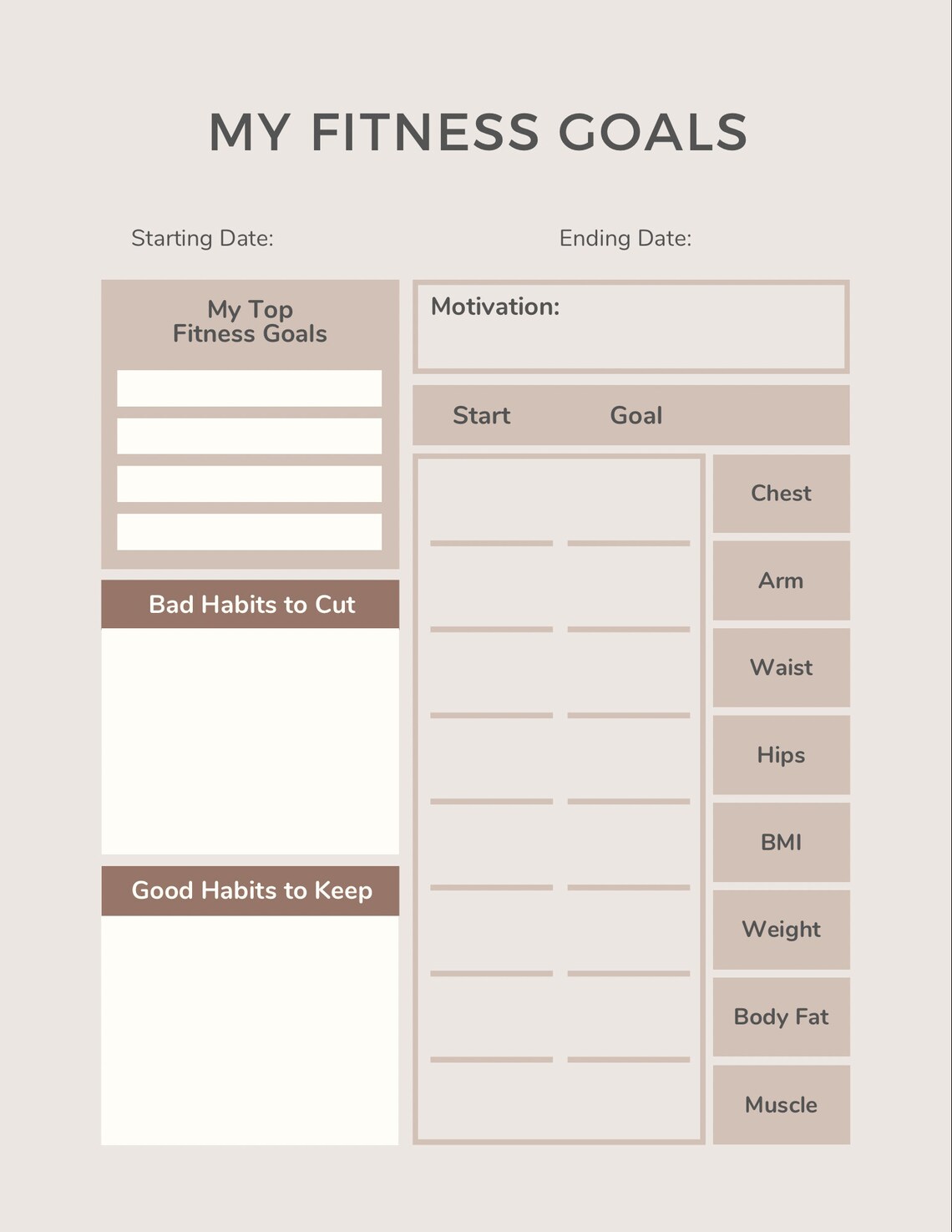 Diet Journey Fitness Journey Finess Goals Fitness Planner Etsy