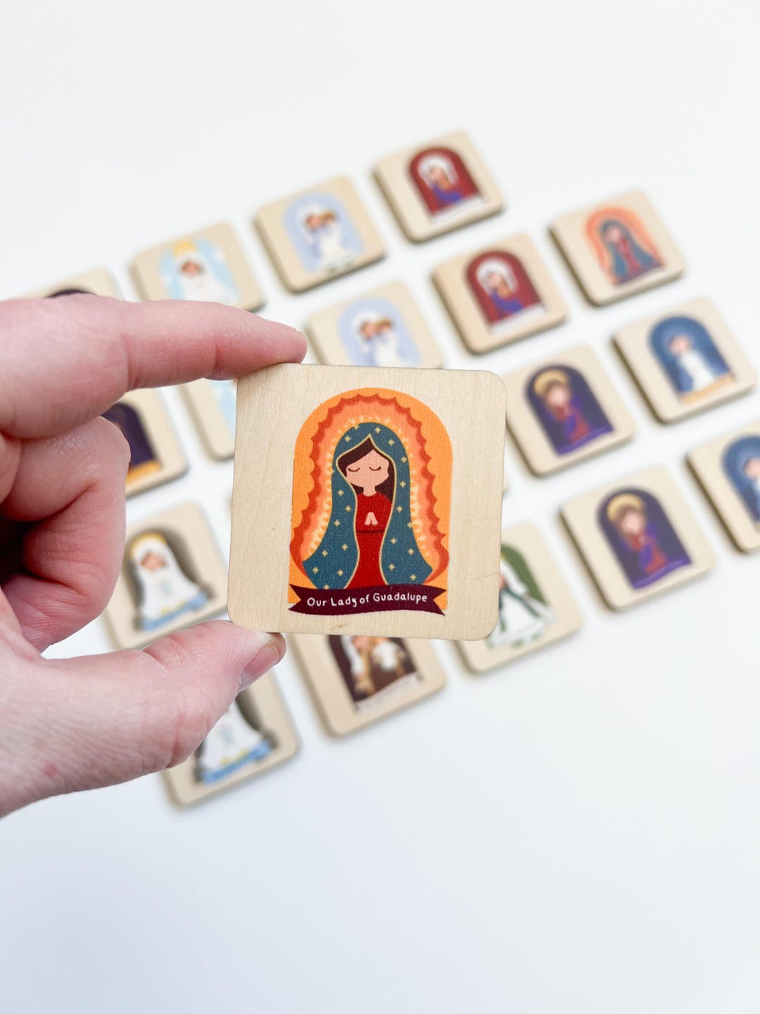 Mary Matching Game - Memory Game, Catholic Homeschool, Montessori Wood ...
