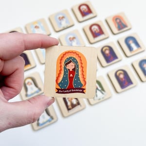 Maria-matchningsspel - Memory-spel, katolsk hemundervisning, Montessori-träleksaker, bild 1