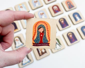 Mary Matching Game - Memory Game,  Catholic Homeschool, Montessori Wood Toys,