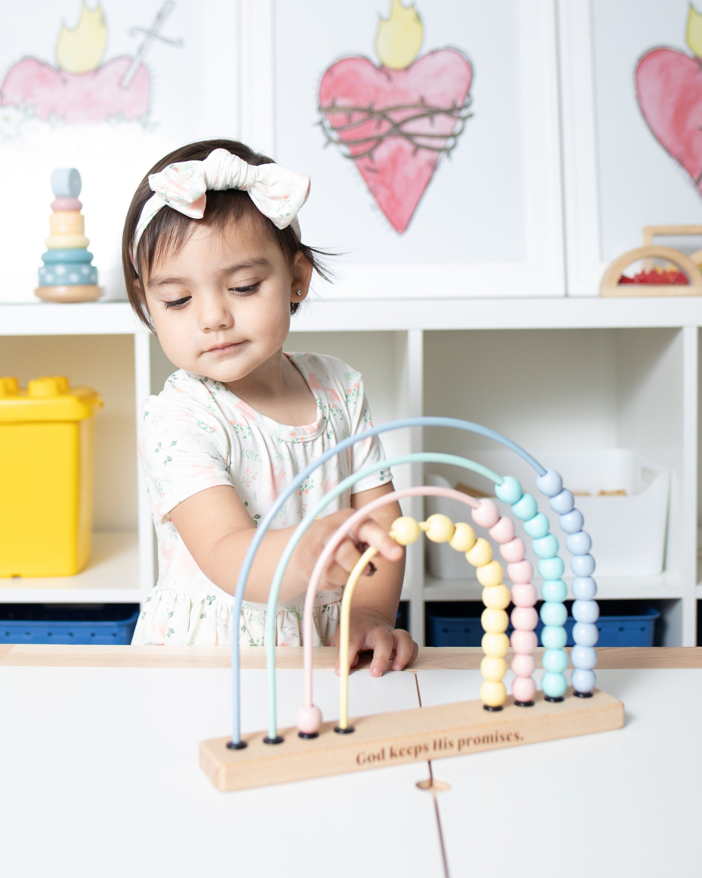God’s Promise Wooden Rainbow Abacus - Catholic Toy, Christian Baby, Educational Toy, Nursery Decor, Baptism, Baby Shower, Montessori Toy